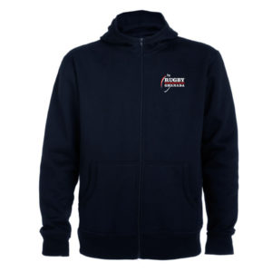 Sudadera azul con cremallera y capucha